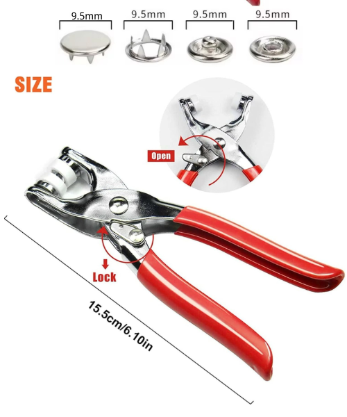 Five-Prong Metal Snap Tool Kit for Quick Button Fixing on Clothes, Belts & Accessories